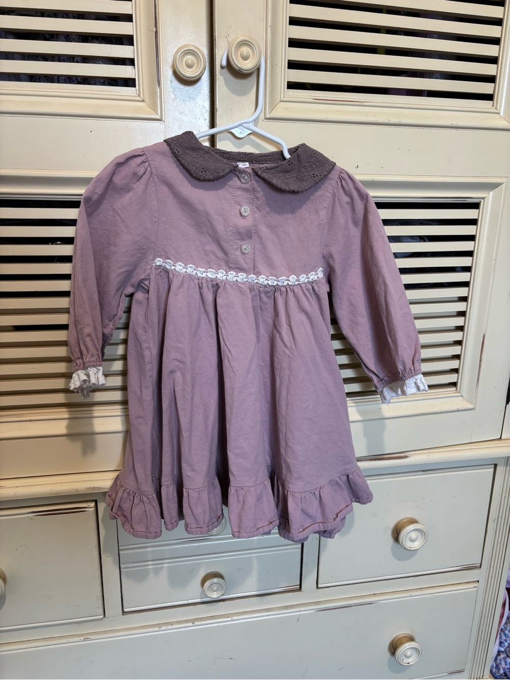 Girls' Lavender Ruffled Peter Pan Collar Dress